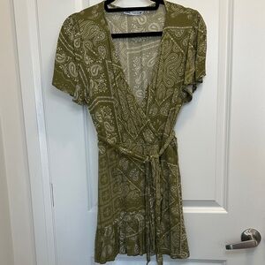 Zara Olive Green Paisley Mini Dress